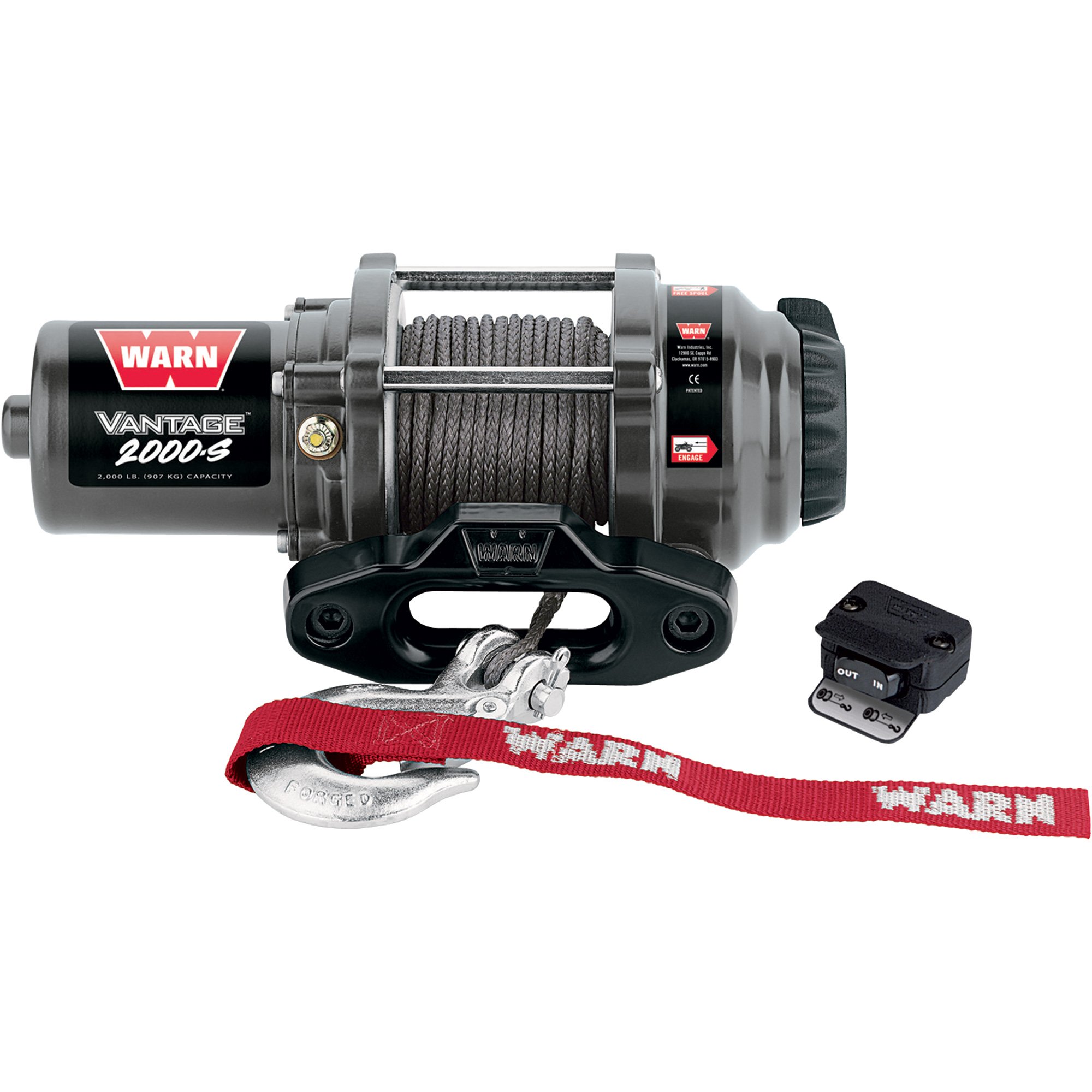 Warn Vantage 2000 Series 12 Volt DC Powered Electric ATV Winch — 2000-Lb. Capacity, Synthetic Rope, Model# 89021